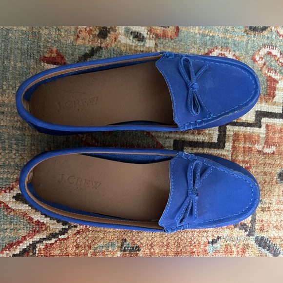 J. Crew Vibrant Blue Suede Moccasins - Picture 2 of 2